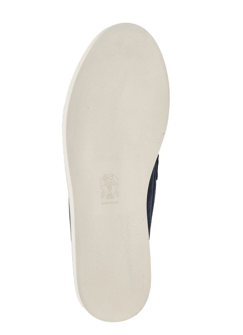 Brunello Cucinelli Blue Round Toe Suede Loafers