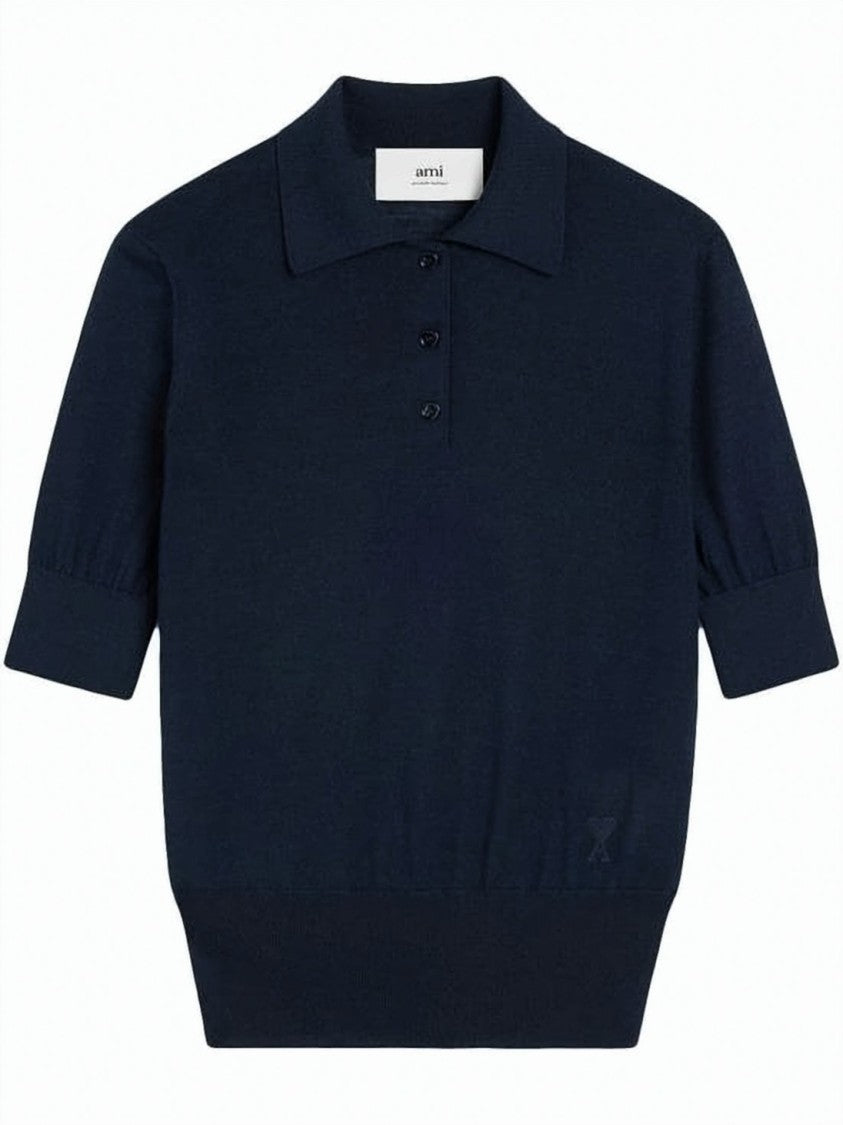 Ami Paris Short-Sleeve Polo Shirt With Classic Collar