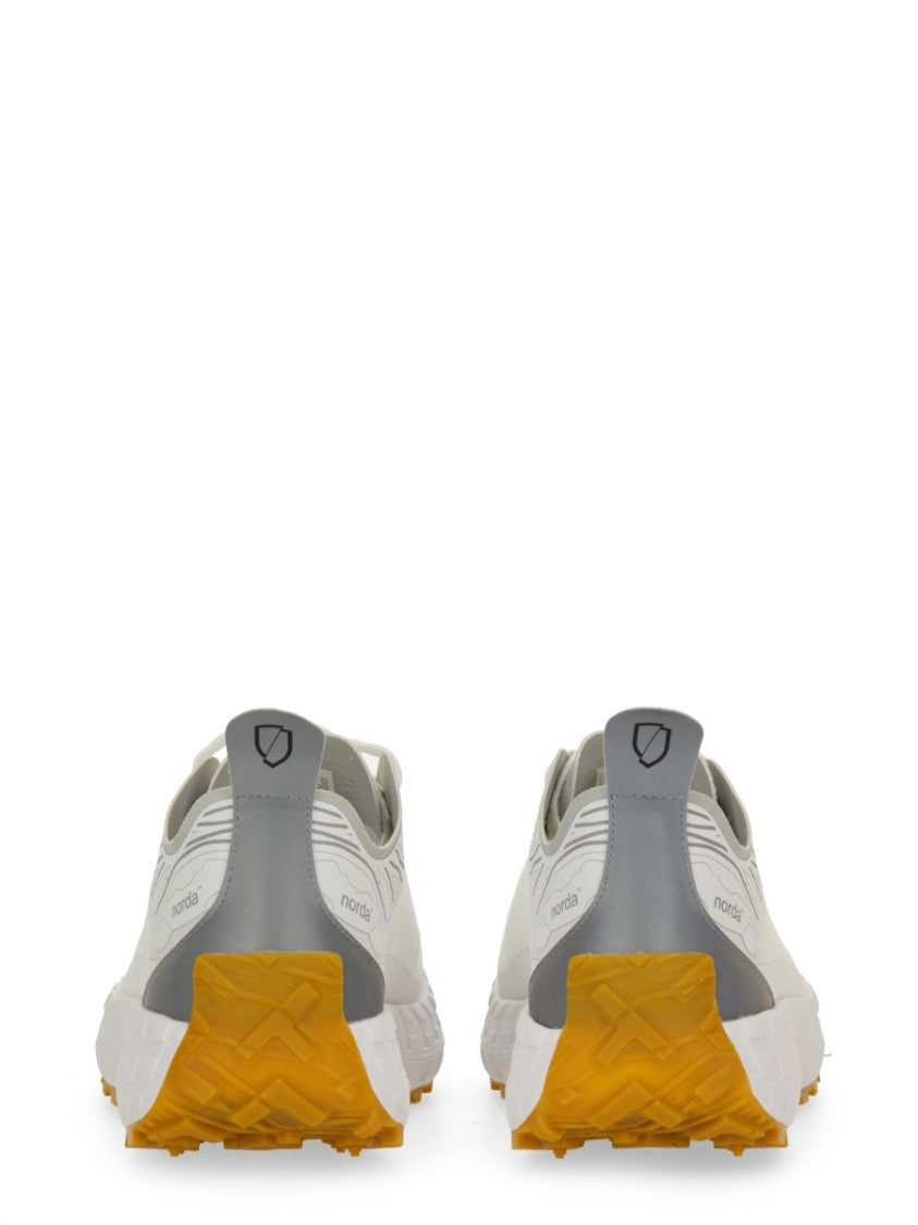 Norda Low-Profile White Sneakers With Mustard Yellow Sole