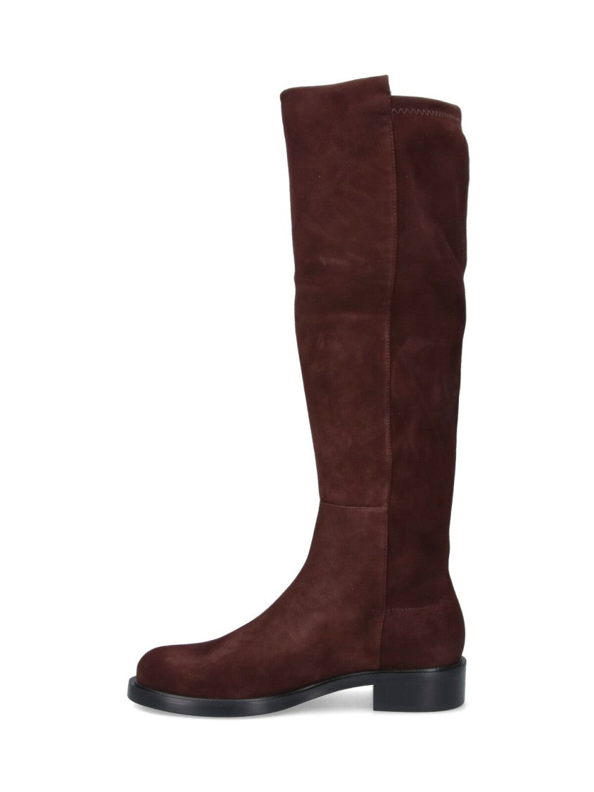 Stuart Weitzman Knee-High Brown Suede Boots With Minimalist Design