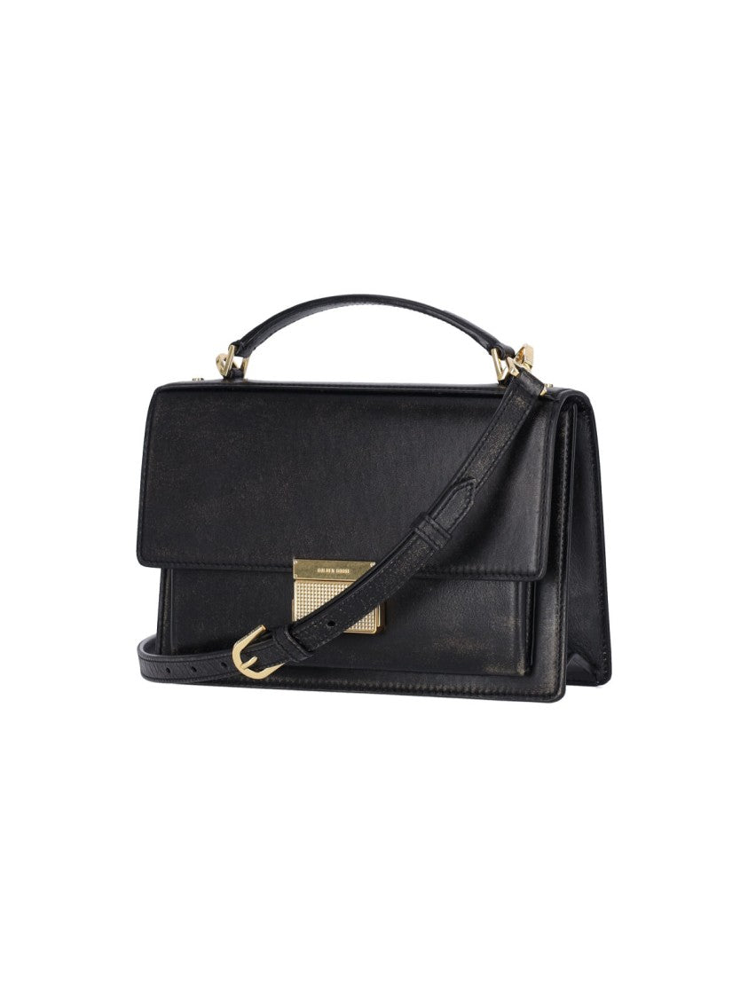 Golden Goose Structured Black Leather Handbag With Adjustable Strap