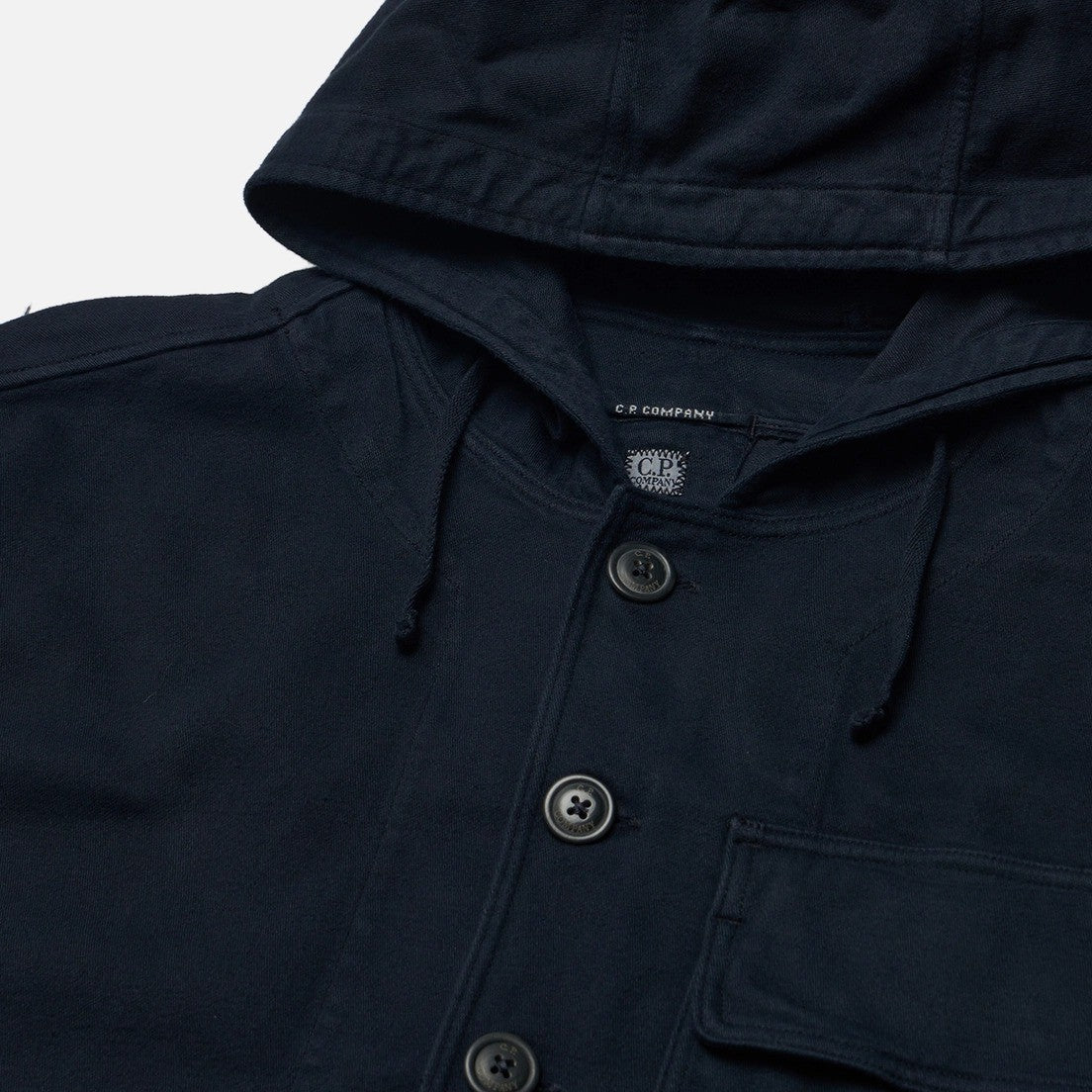 C.P. Company Structured Black Jacket With Pointed Collar And Flap Pocket