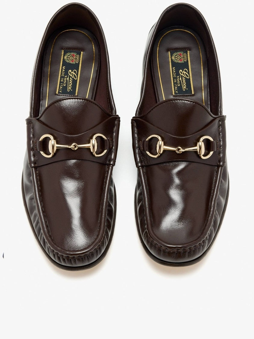 Gucci Polished Leather Loafers With Gold-Tone Horsebit Detail