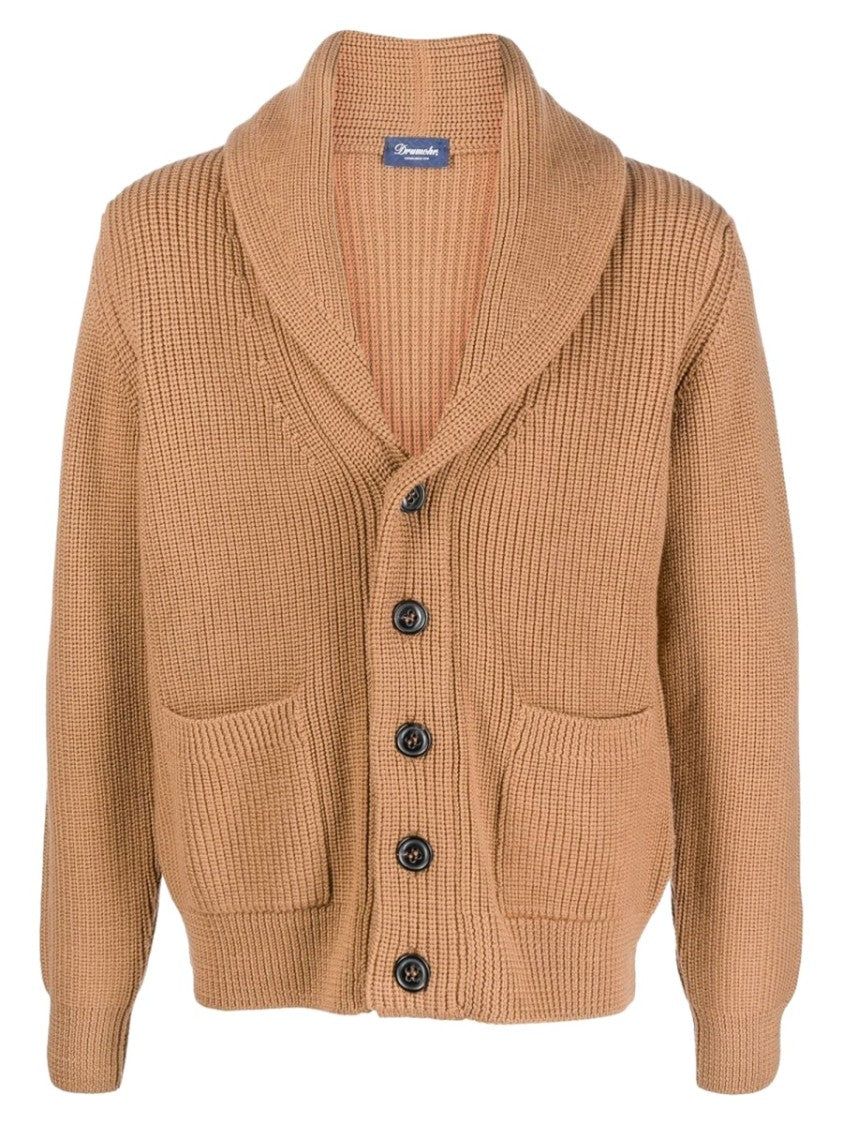 Drumohr Brown Shawl Collar Knitted Cardigan