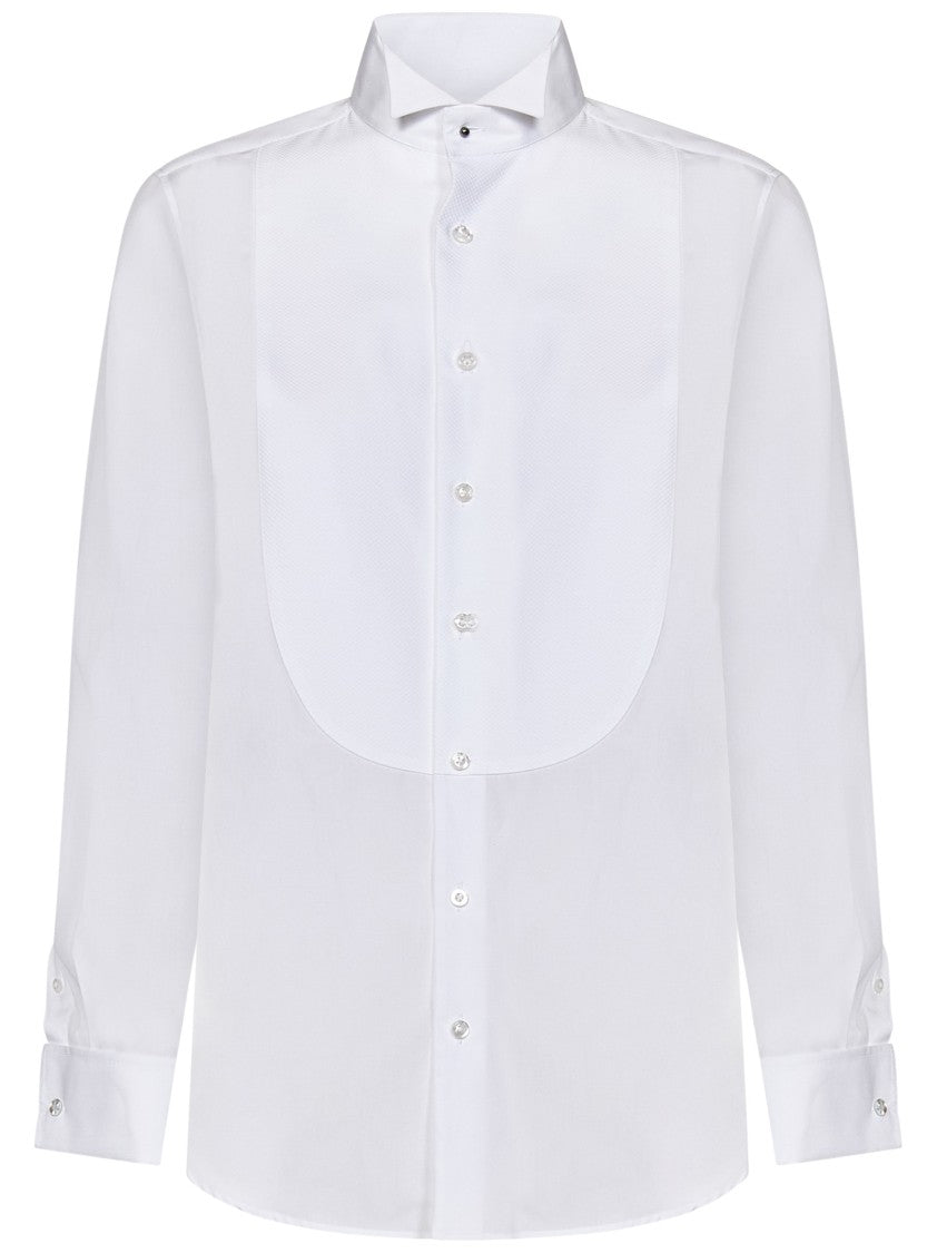 Polo Ralph Lauren White Tuxedo Shirt With Tone-On-Tone Piquet Plastron