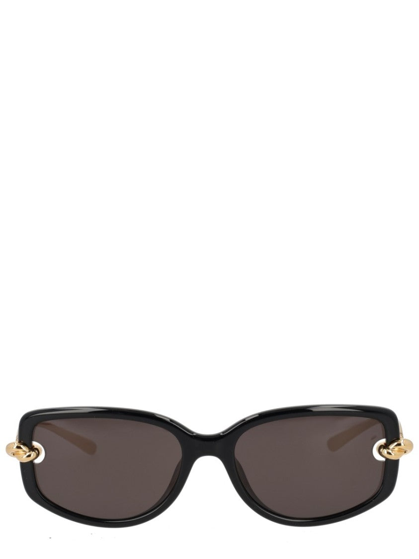 Bottega Veneta Knot Black Rectangular Sunglasses