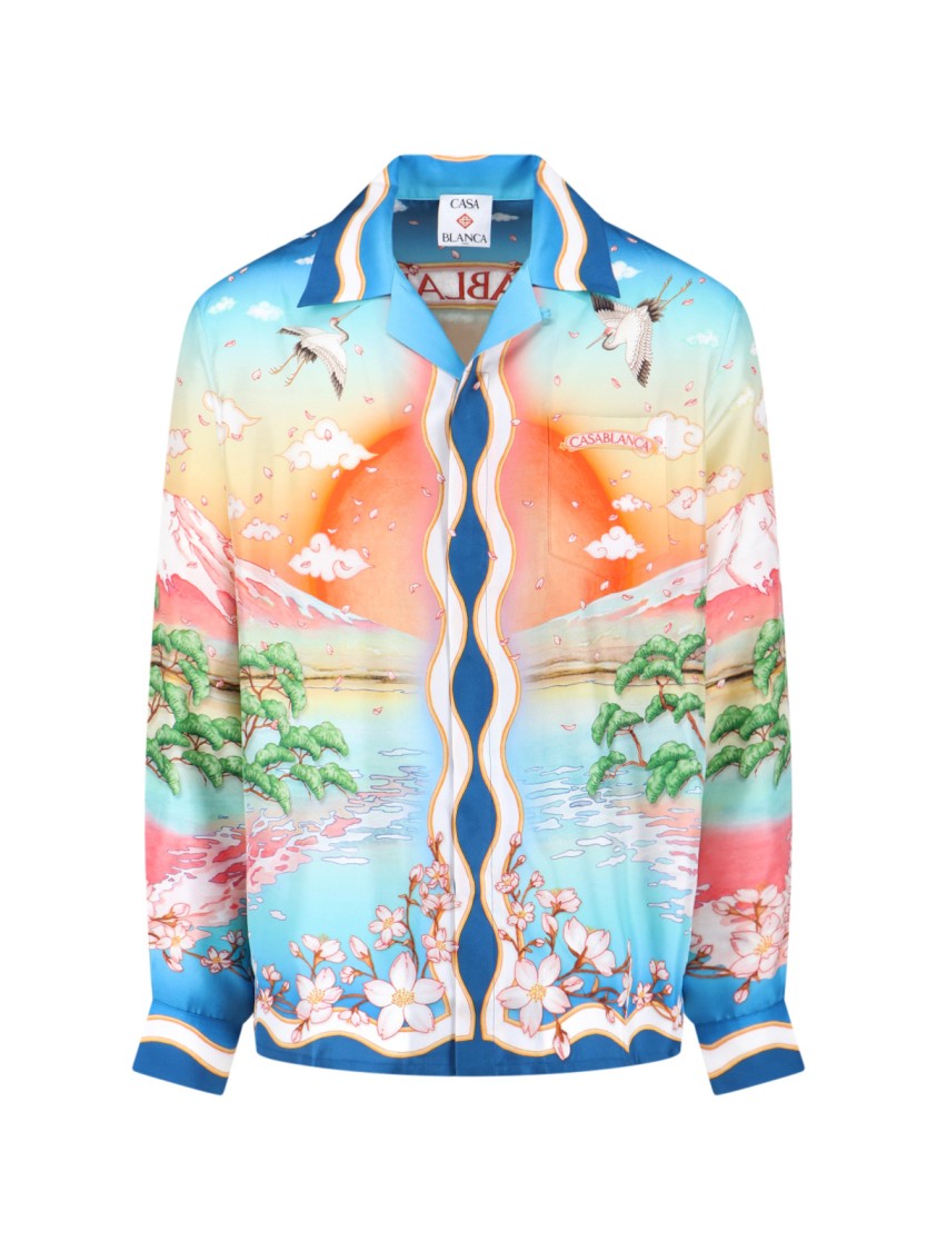 Casablanca "Tennis Club" Shirt – Light Blue And Multicolor