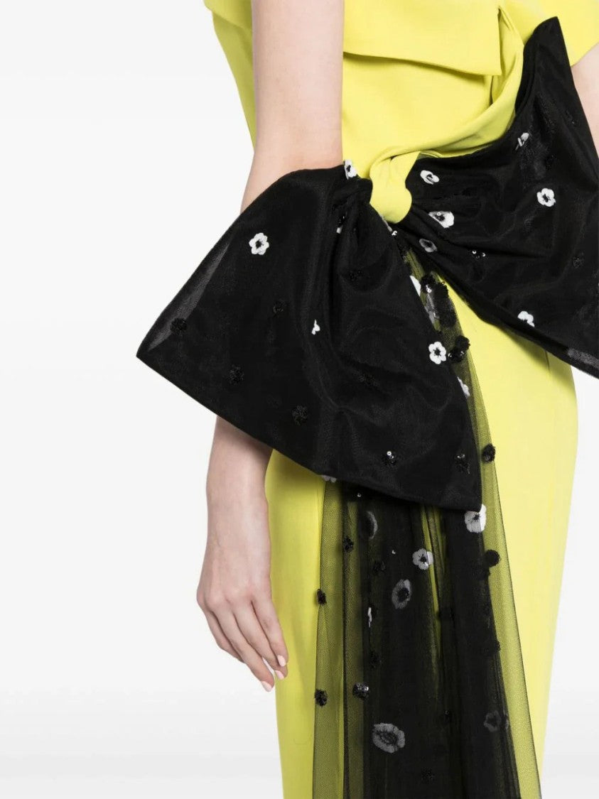 Saiid Kobeisy Crepe Off-Shoulder Dress With A Tulle Bow