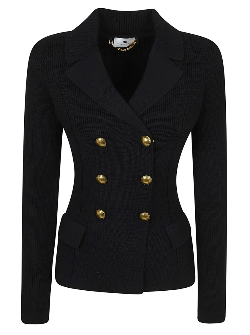 Elisabetta Franchi Corn-Stitch Knit Jacket With Double-Breasted Closure