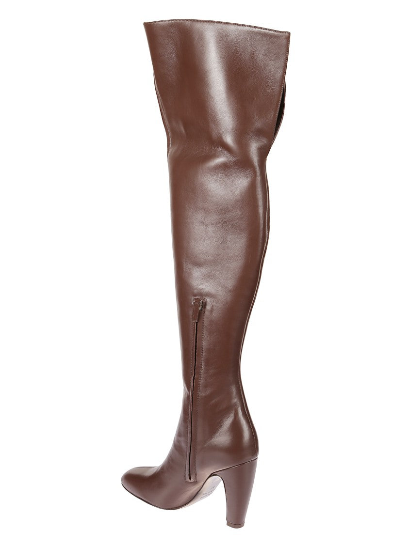 Gia Borghini Tall Knee-High Smooth Leather Boot With Block Heel