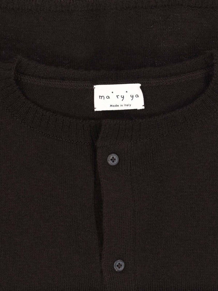 Ma'ry'ya Cropped Virgin Wool Cardigan With Button Closure