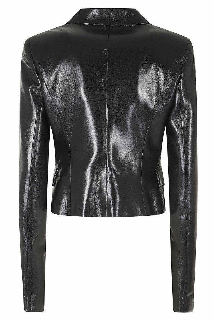 The Andamane Black Zefira Crop Length Single-Breasted Polyester Blazer