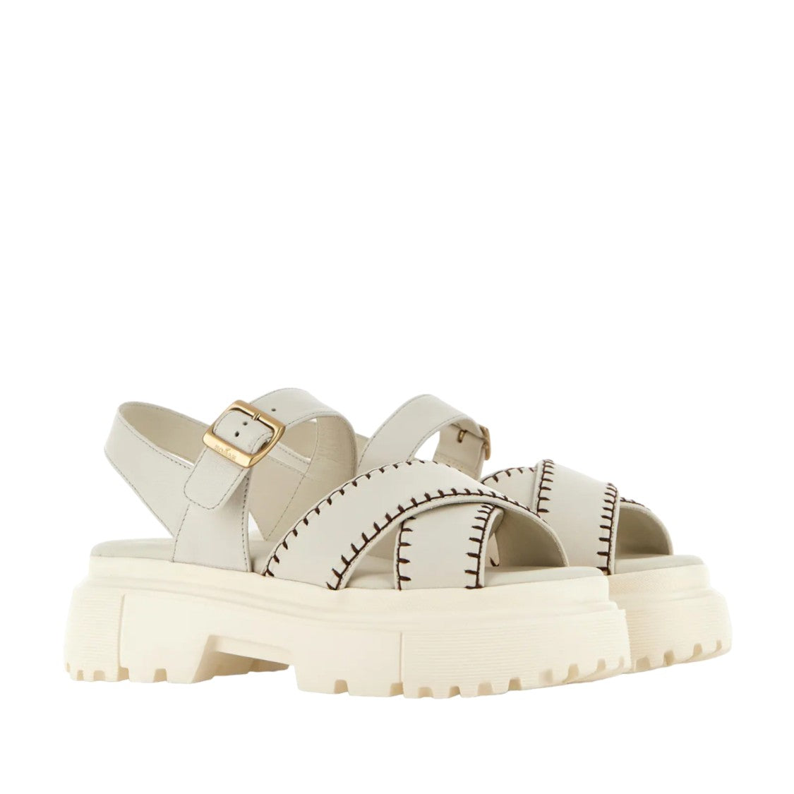 Hogan Chunky Platform Sandals With Crisscross Straps