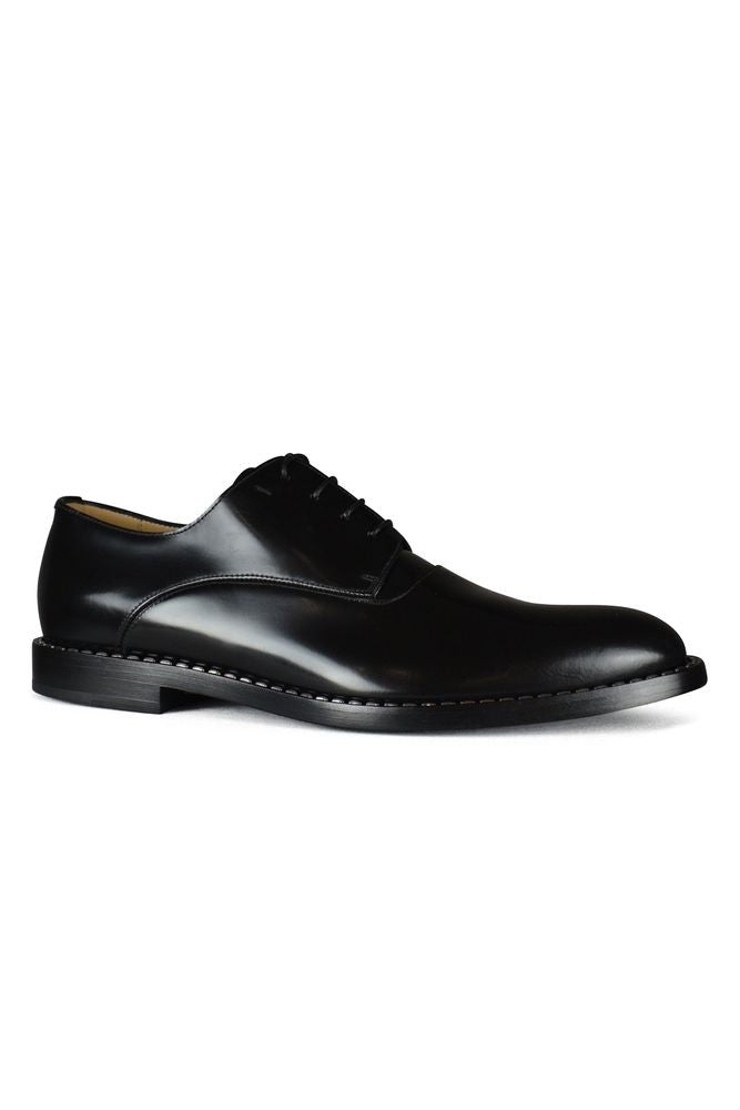 Fendi Black Leather Loafers With Polished Finish And Silver Accents