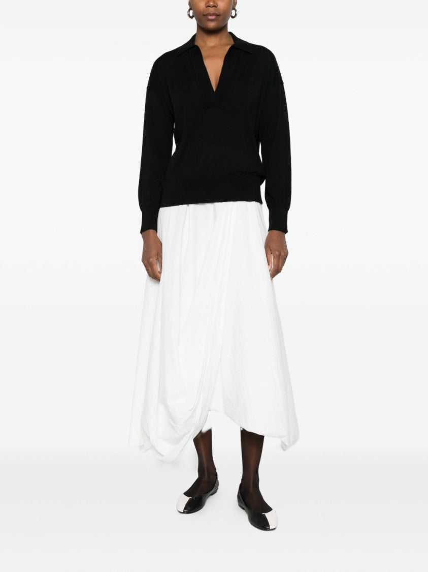 Alpha Studio Long-Sleeve Black Merino Wool Top