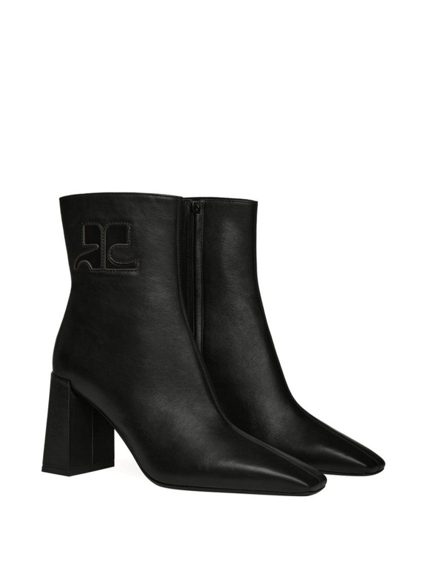 Courrèges Pointed Toe Ankle Boots With Block Heel