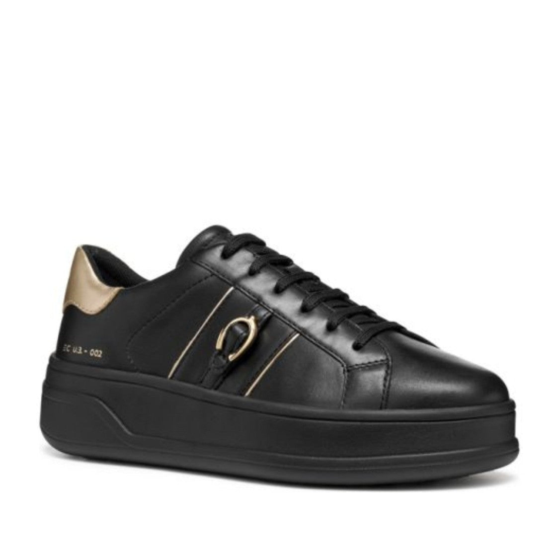 Geox Spherica Ecub Black Leather Sneakers
