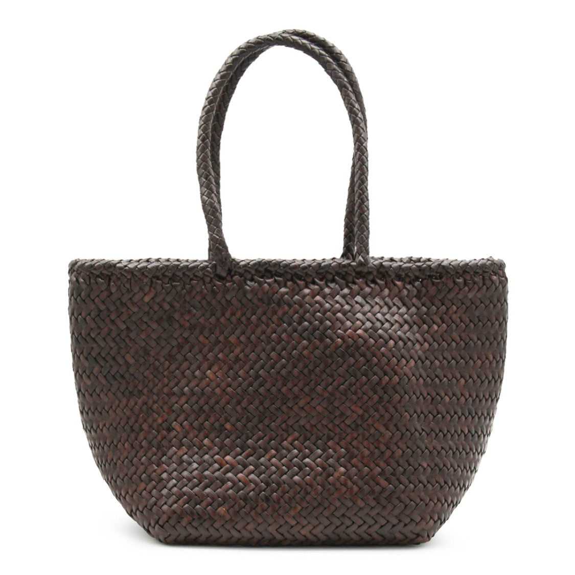 Dragon Diffusion Artisanal Dark Brown Woven Leather Tote