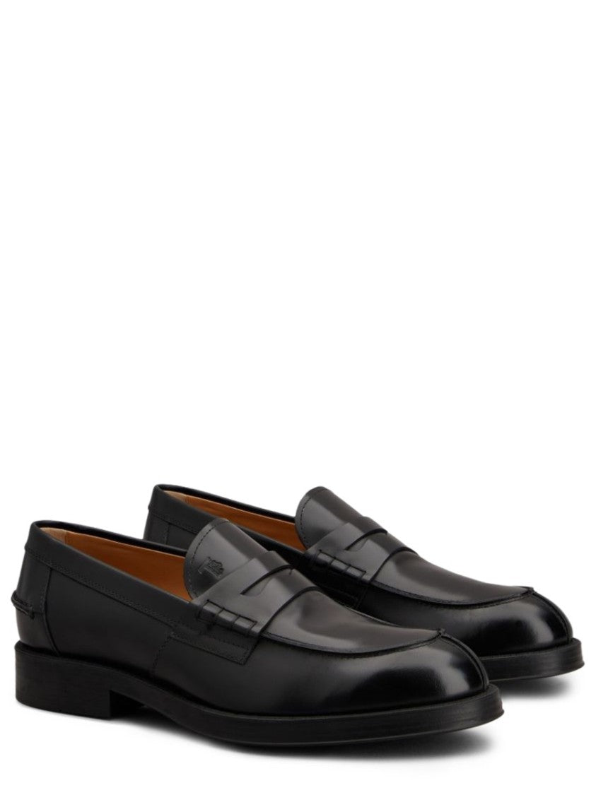 Tod's Black Penny Strap Calfskin Loafers