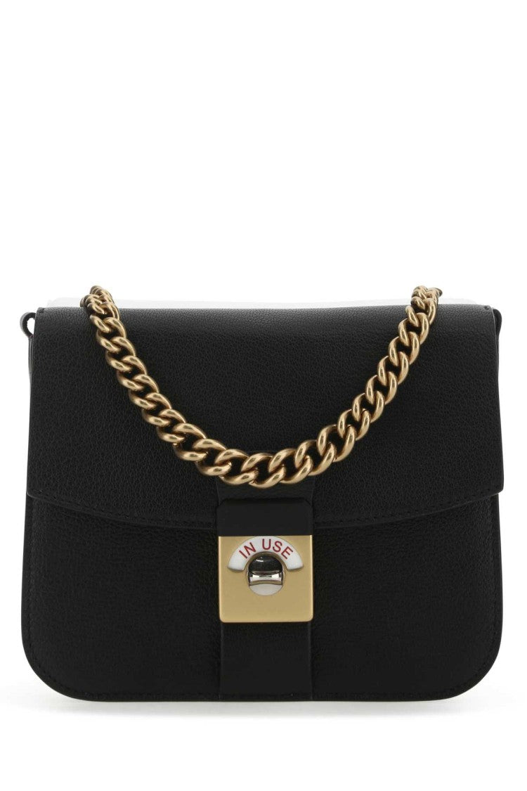 Maison Margiela Two-Tone Leather And Cotton New Lock Square Handbag
