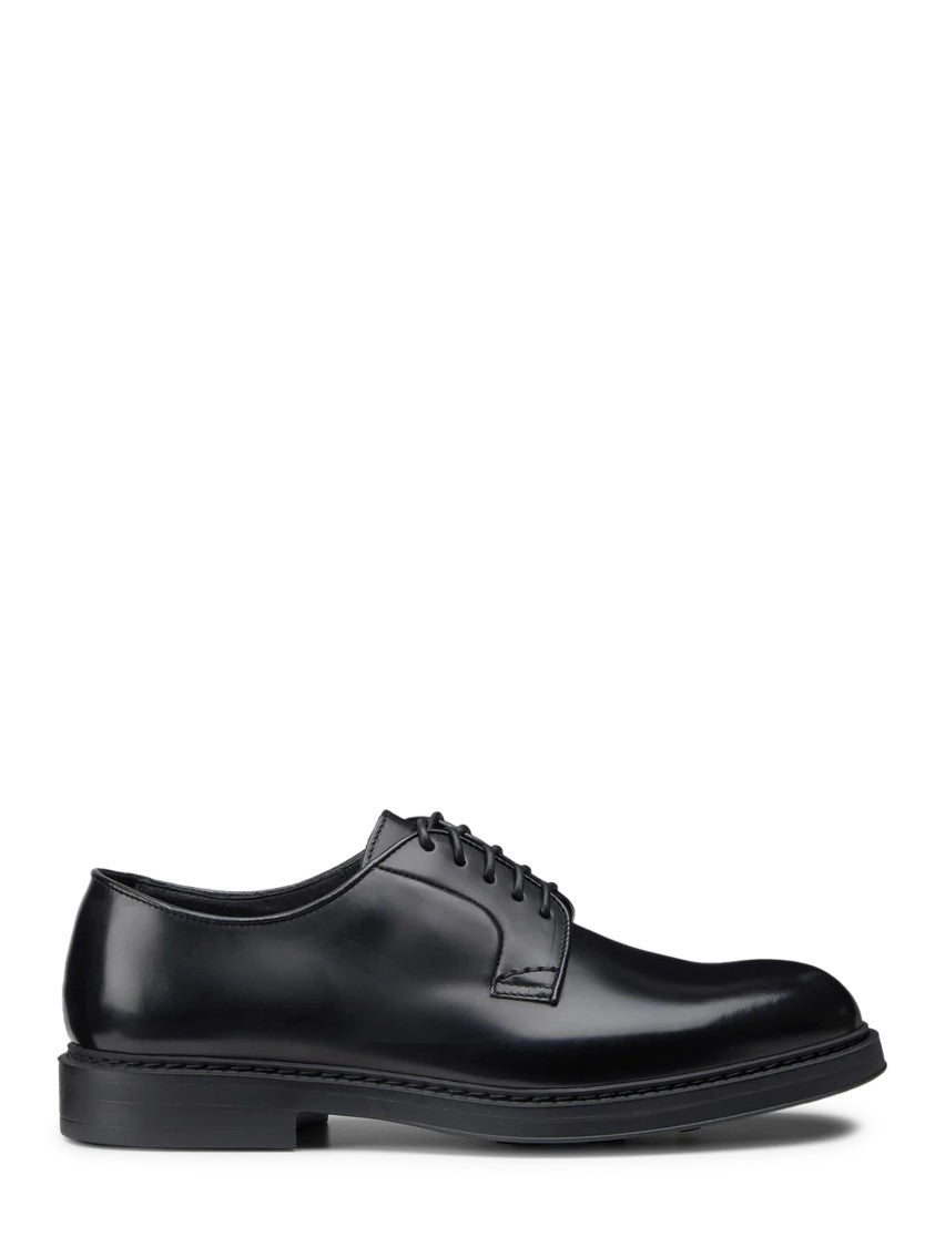 Doucal's Refined Black Calf Leather Lace-Up Shoes