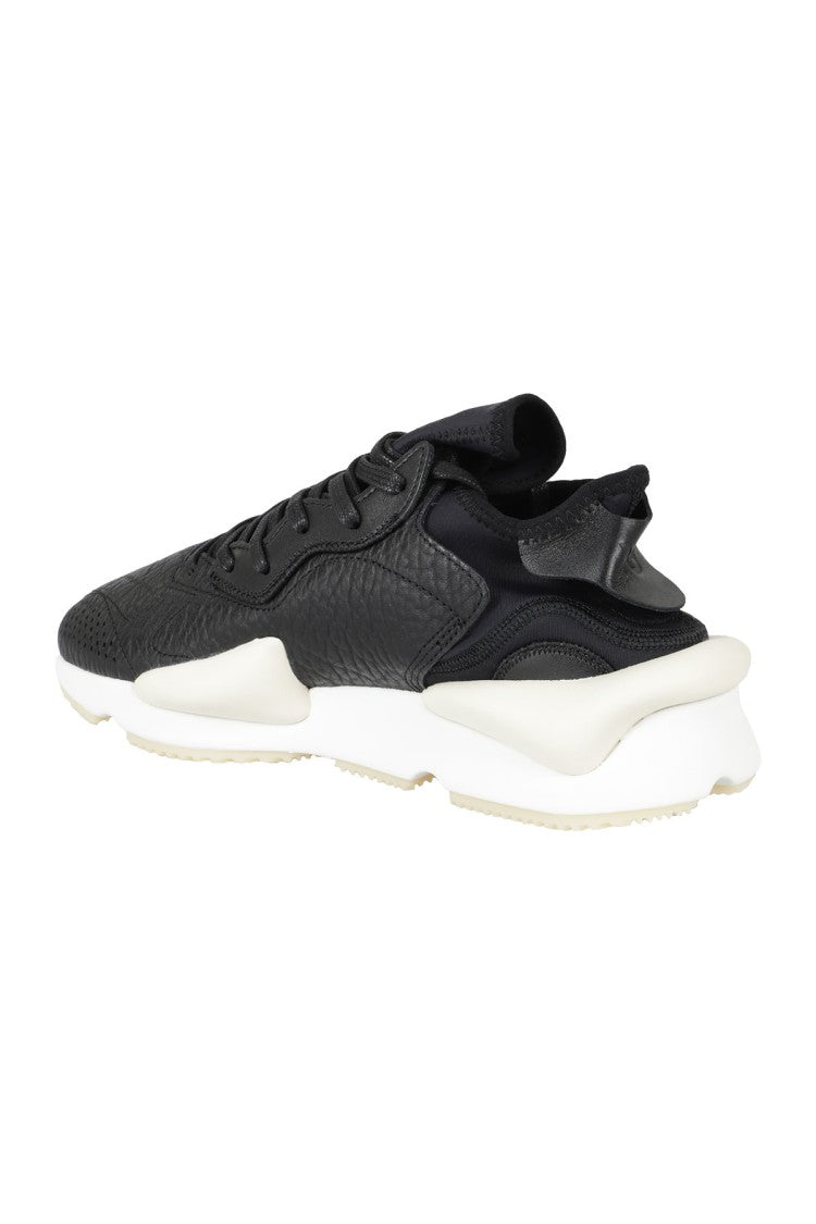 Y-3 Kaiwa Textured Black Leather Sneakers