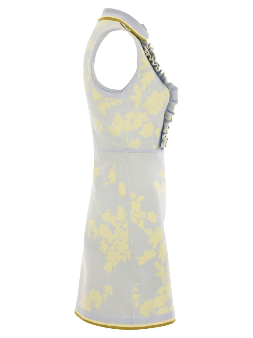 Elisabetta Franchi Floral Jacquard Dress With Ruffles