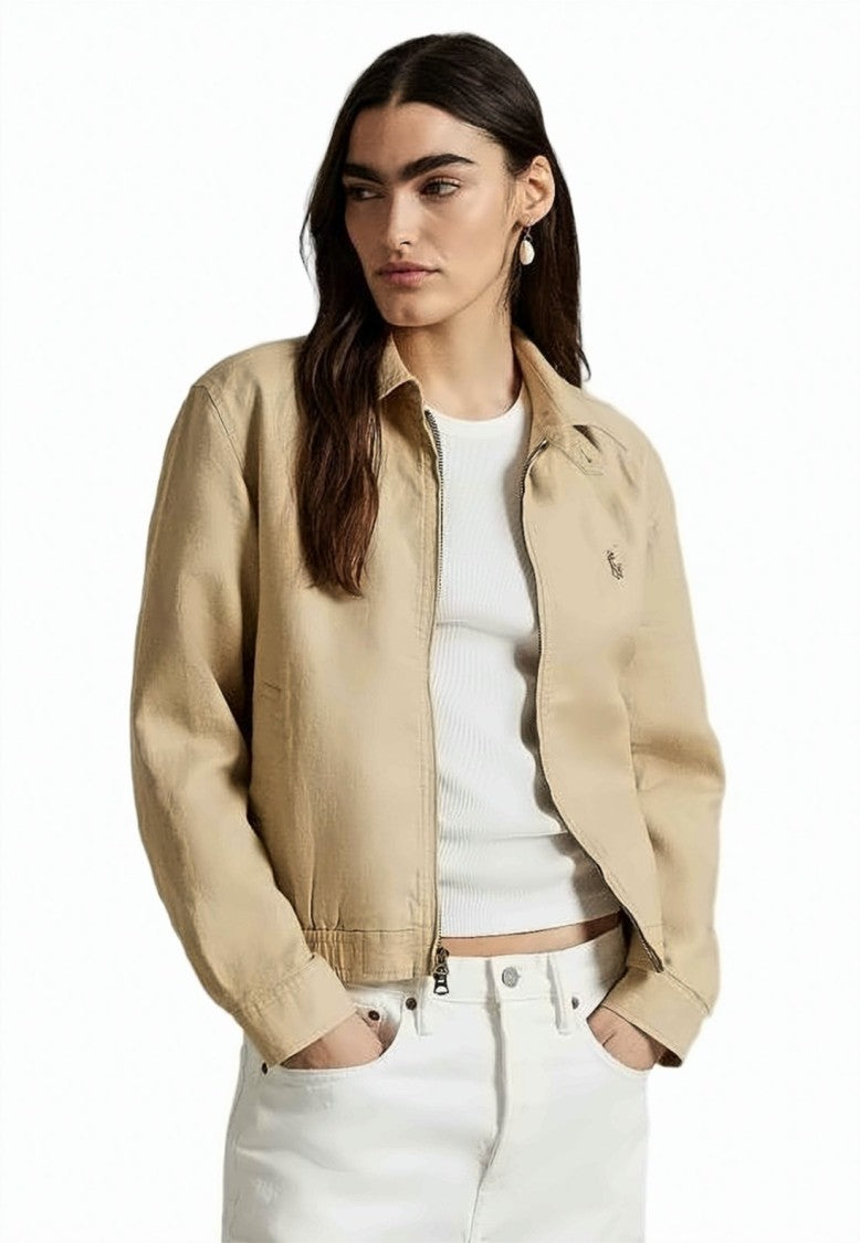 Polo Ralph Lauren Cropped Linen Jacket With Classic Collar