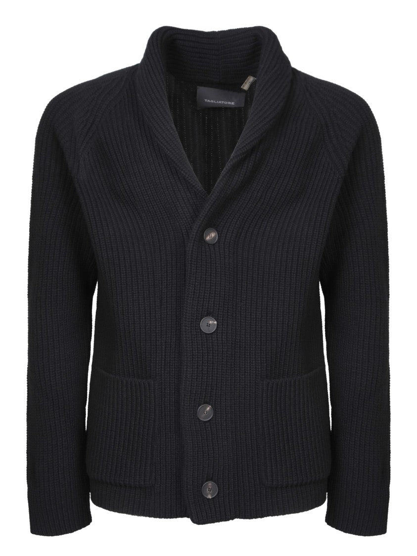 Tagliatore Textured Knit Cardigan With Shawl Collar And Button Closure