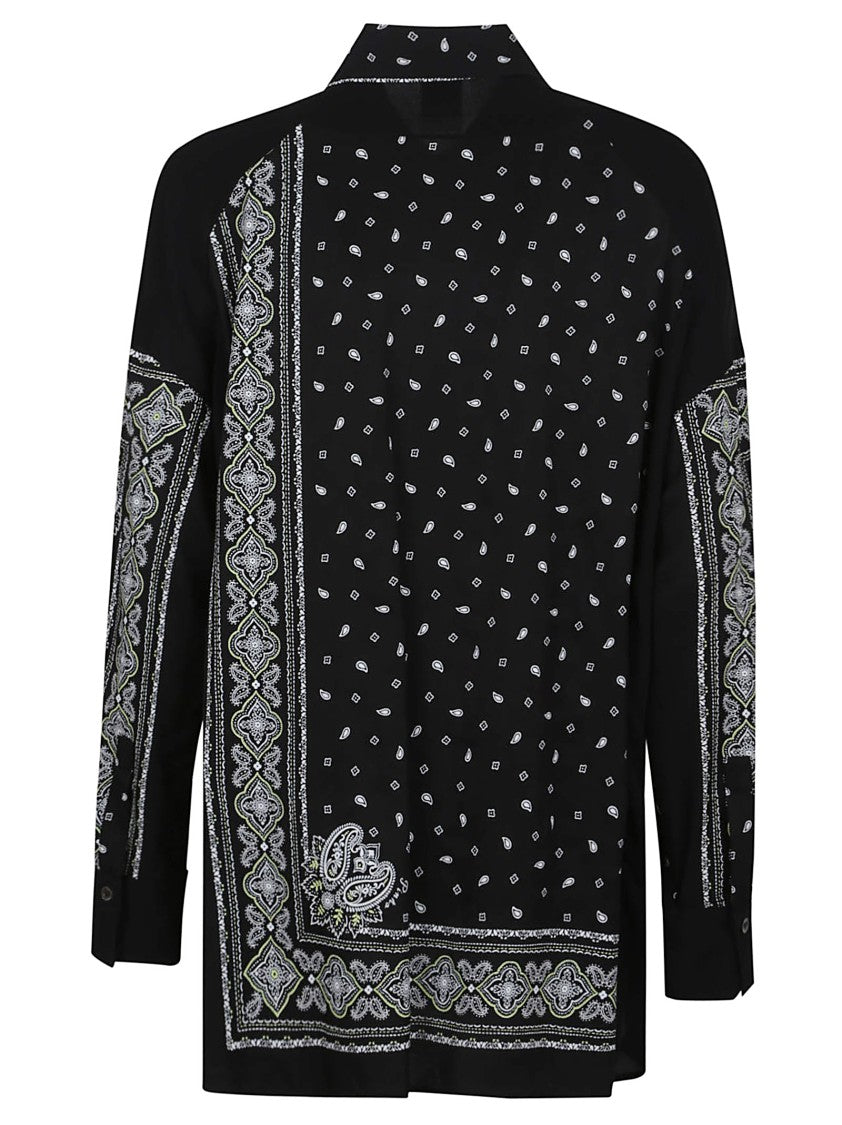 Pinko Viscose Pajama-Style Shirt With Cashmere Design