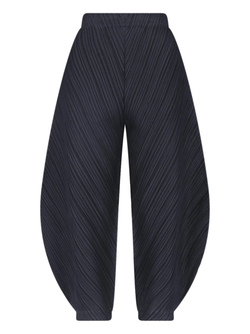 Pleats Please Issey Miyake Curved Pleated Wide-Leg Pants