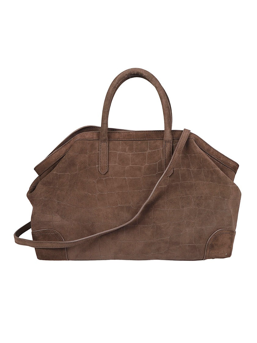 Ash Brown Jacqueline Structured Calf Leather Shoulder Bag