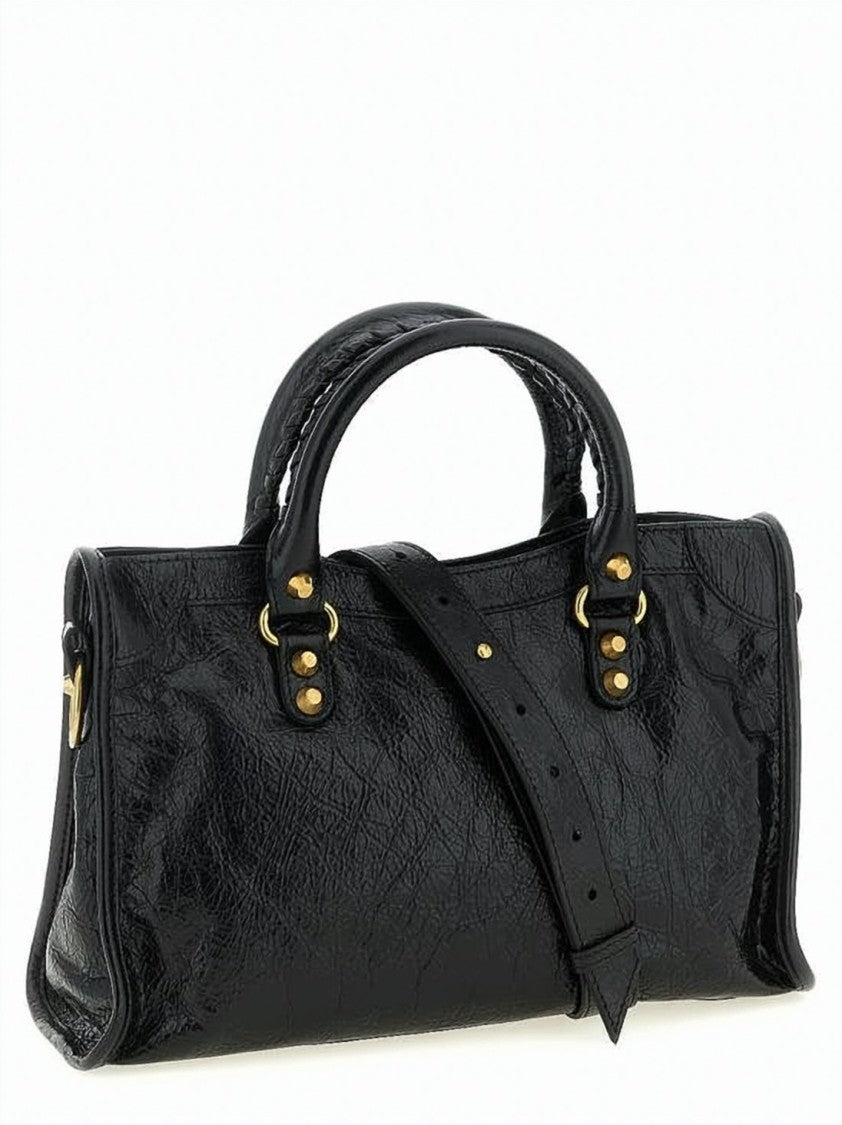 Balenciaga Textured Leather Tote Bag With Round Handles
