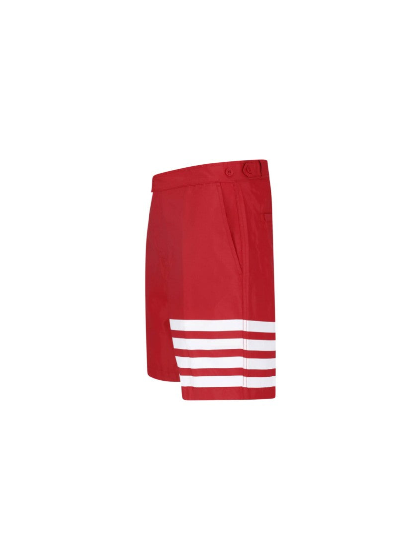 Thom Browne Red 4-Bar Fabric Shorts