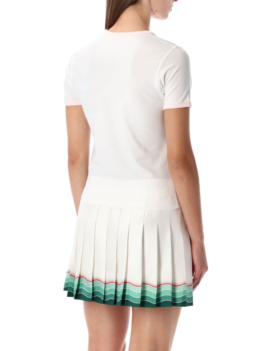 Casablanca White Orange Mascot Ringer Organic Cotton T-Shirt