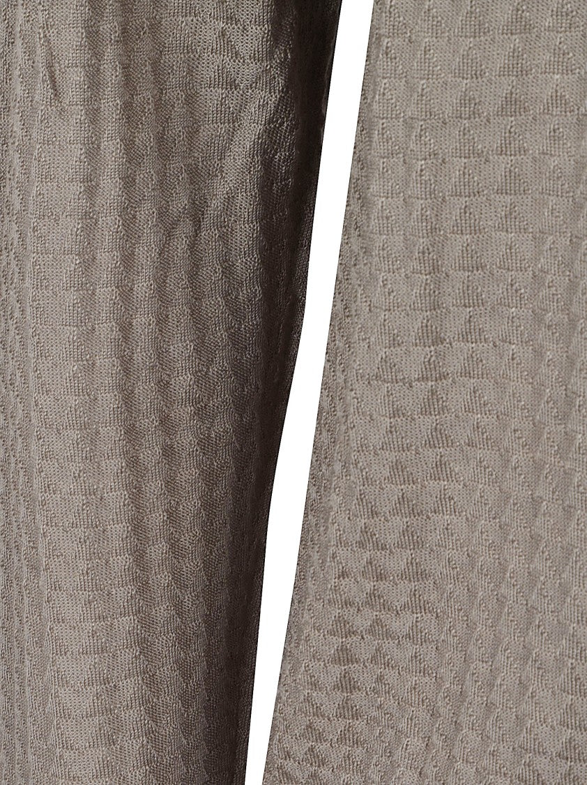 Emporio Armani Textured Neutral Sweater With Classic Crew Neckline