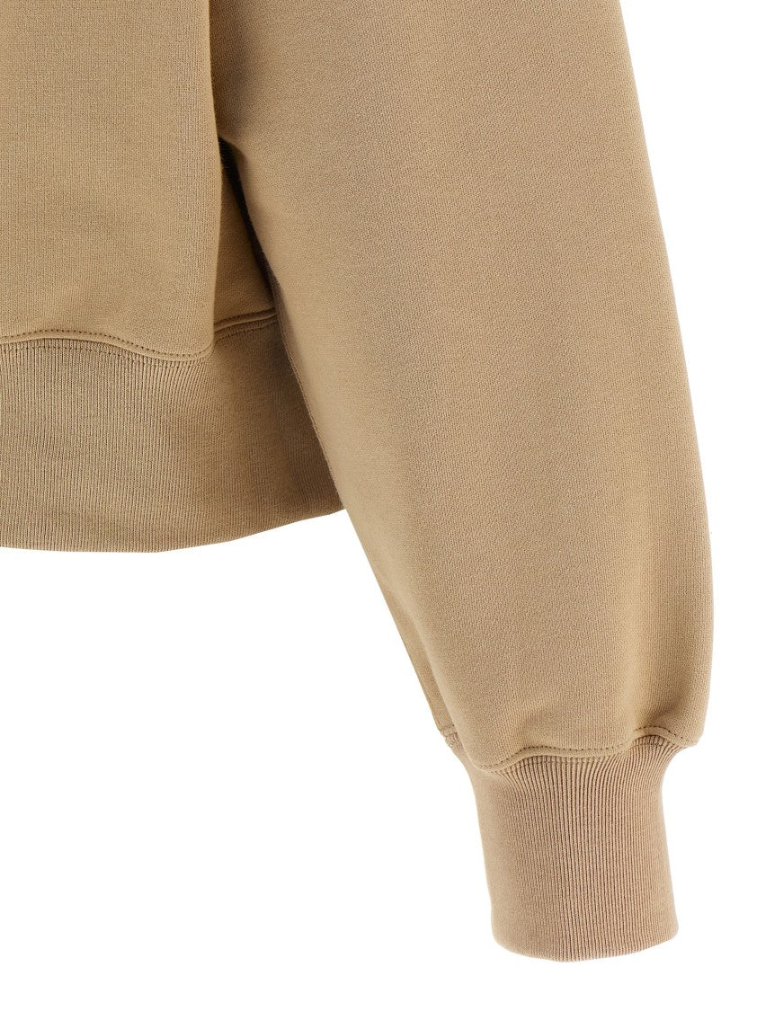 Gucci Cropped Fleece Cotton Hoodie With Embroidered Logo