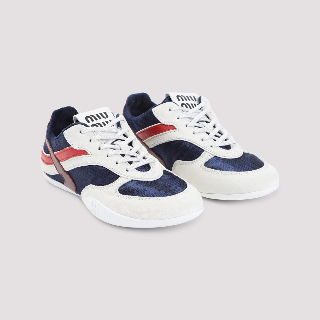 Miu Miu Gymnasium Blue Calf Leather Sneakers