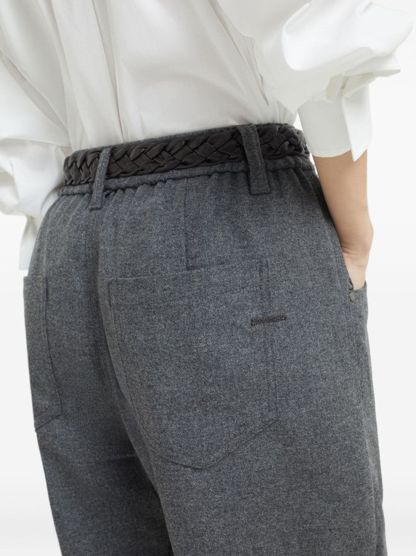 Brunello Cucinelli High-Waisted Textured Trousers