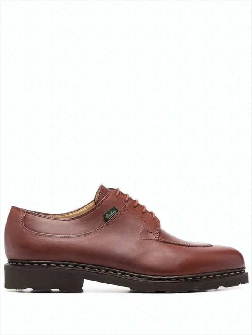 Paraboot Brown Leather Lace-Up Shoes With Classic Design