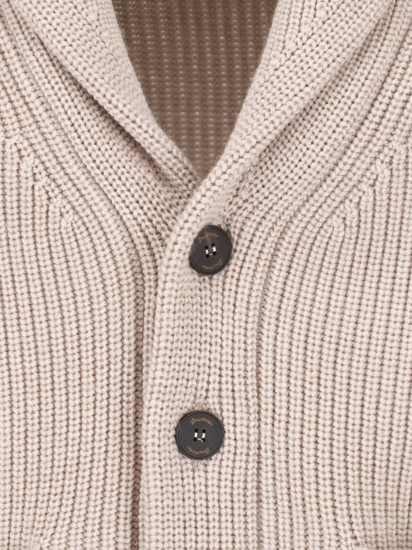 Drumohr Chunky Ribbed Knit Cardigan With Shawl Collar