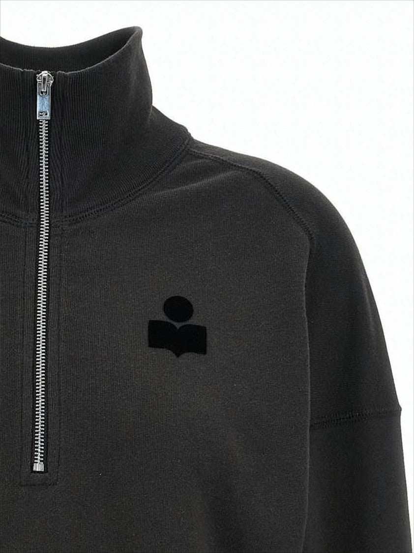 Isabel Marant Cropped Turtleneck Sweatshirt With Half-Zip Closure