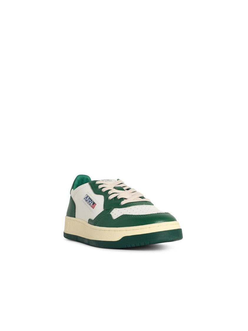 Autry Green And White Leather Medalist Sneakers