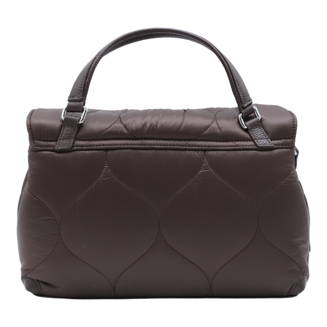 Zanellato Quilted Brown Handbag With Structured Silhouette And Silver-Tone Hardware