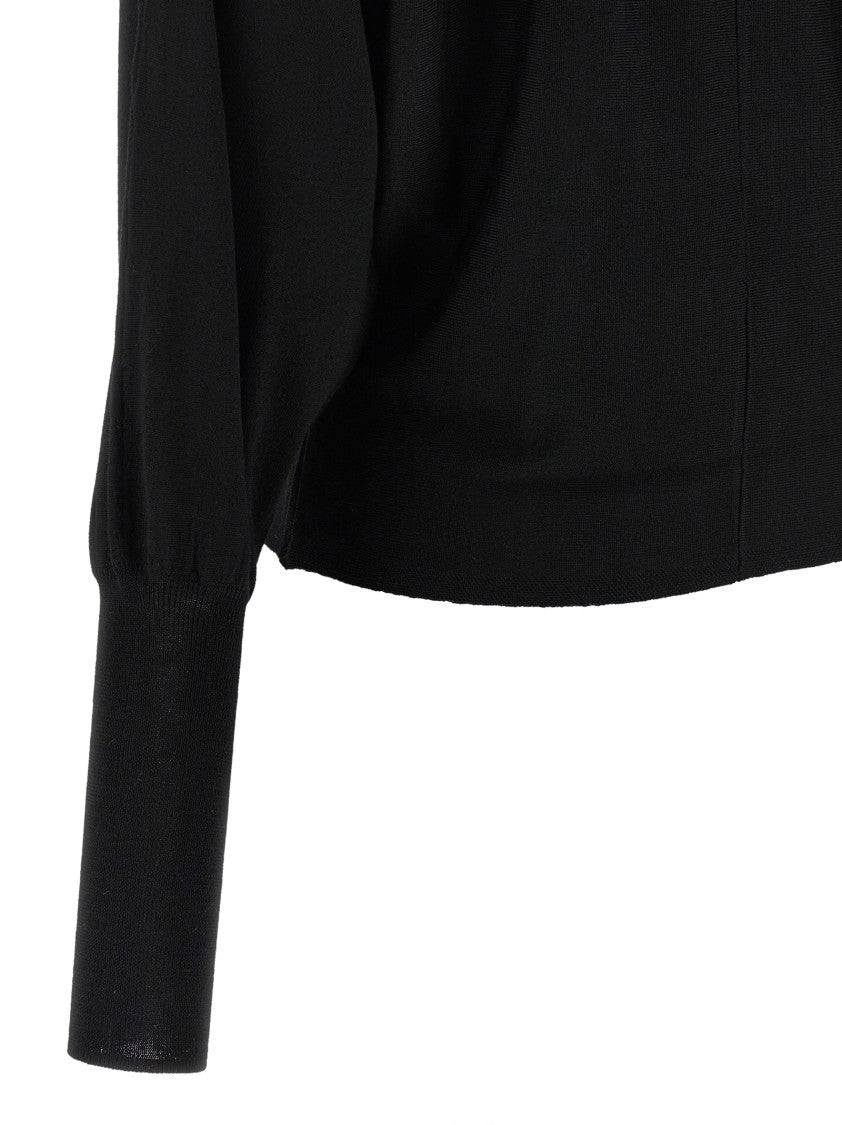 Nude Wool Sweater With Bat Sleeves