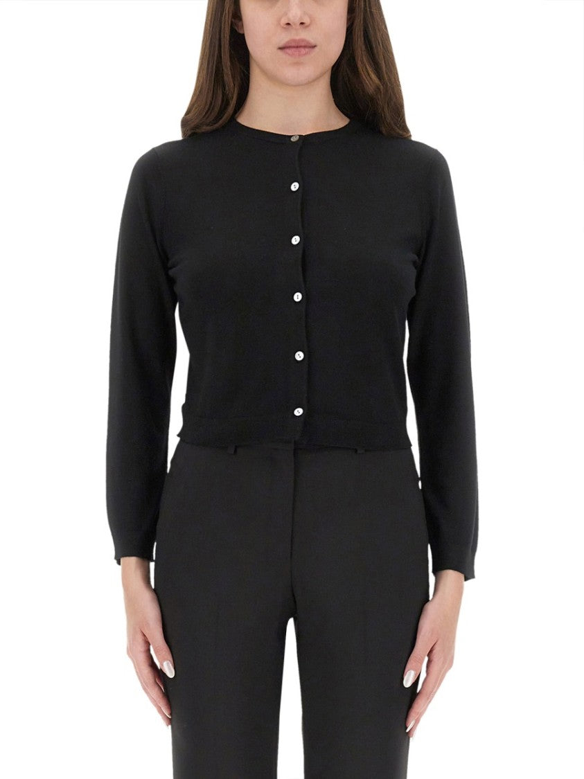 Theory Cropped Black Cardigan