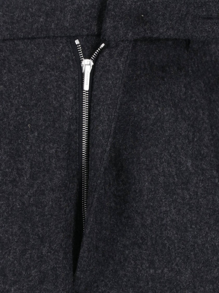 Jil Sander Gray High-Waisted Straight-Leg Wool Pants