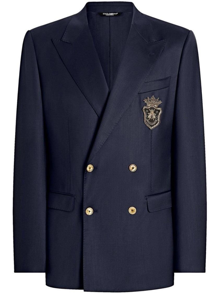 Dolce & Gabbana Navy Blue Double-Breasted Blazer
