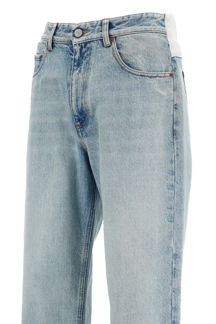 Mm6 By Maison Margiela Light Blue Light-Wash Straight-Leg Denim Jeans