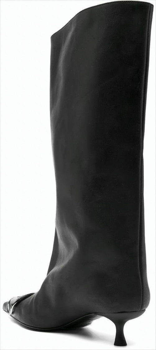Diesel Mid-Calf Black Boot With Pointed Toe